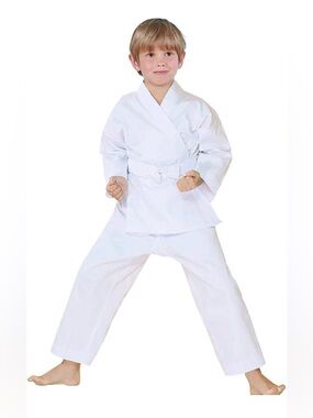 Karate Uniform with White Belt, White Karate Gi for Kids Size 0000 (3-3.5”)